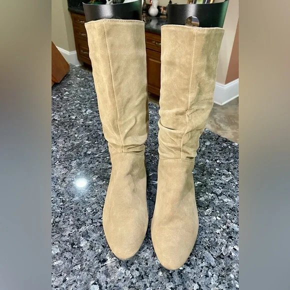 White Mountain Franklin Tan Suede Lace-Up Mid Calf Boots Size 10 - Picture 2 of 9